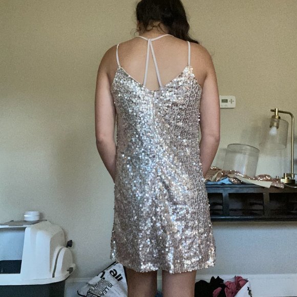 Gold Sequin Party Dress - Picture 2 of 4